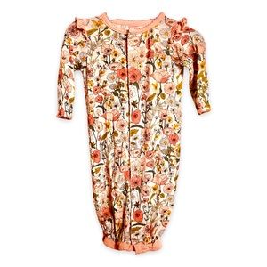 Lovely Floral Print Baby Gown & Hat by Mud Pie (0-3M)